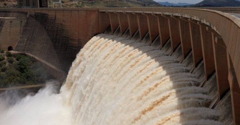 Retention - Water Flowing through Dam