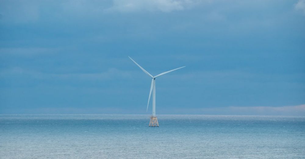 Sustainable Practices - Block Island Wind Farm Turbine on a Cloudy Day