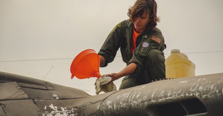 Funnel - Person Cleaning Aircraft